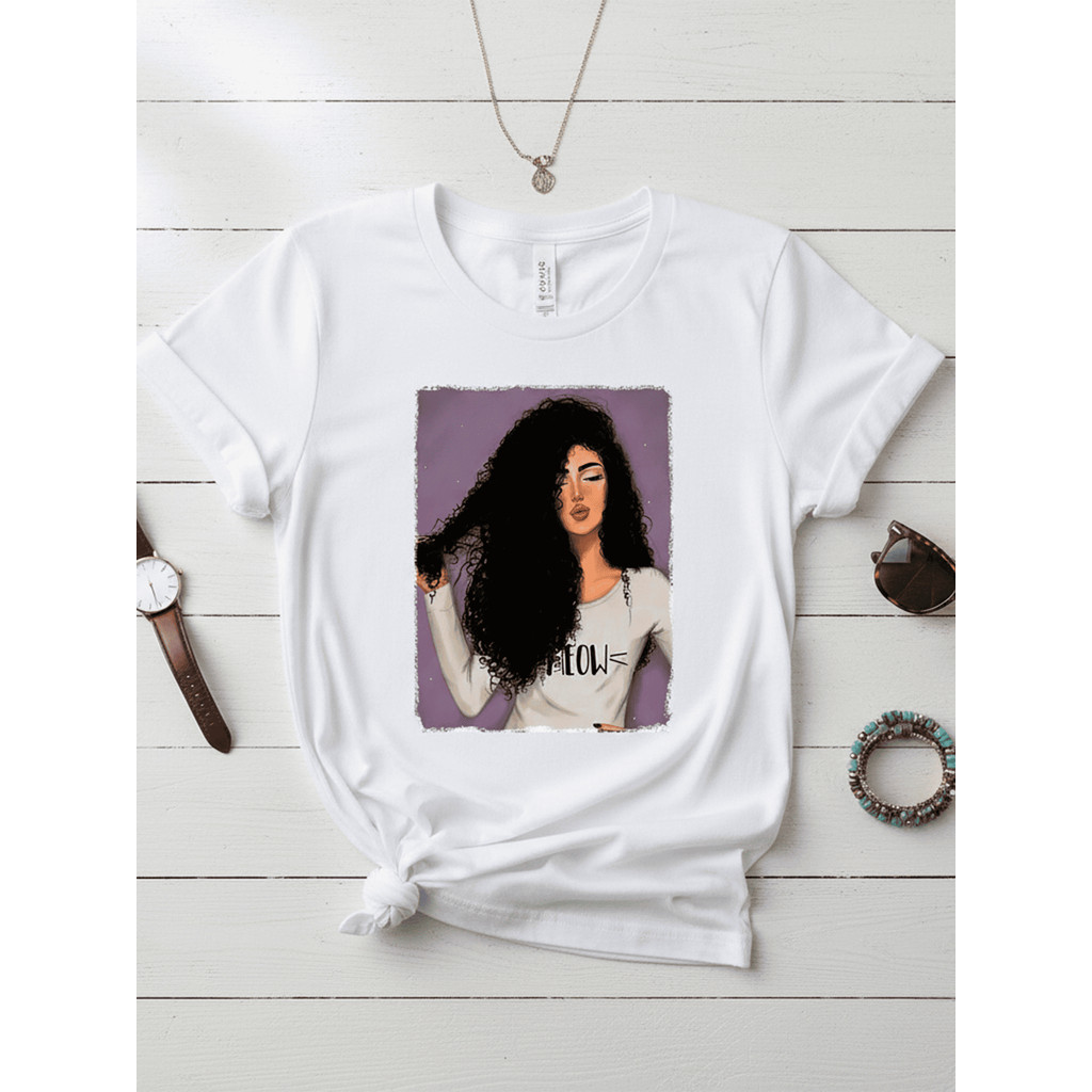 Tshirt Feminina Estilosa Estampada Encanto Afro Estampada Lançamento Camiseta 100% Algodão Oversized Plus Size Estampaê