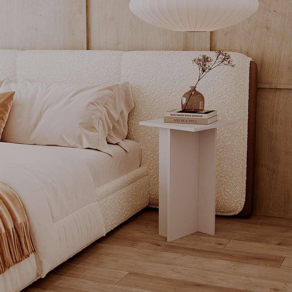 Mesa de Cabeceira Kyoto Branca Cama Quarto Sala 35x65cm