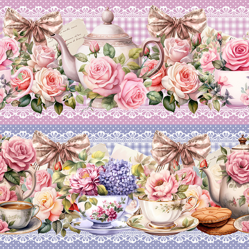 Tricoline Digital Barrado Chá Romântico, 50cm x 1,50mt em Oferta na Shopee