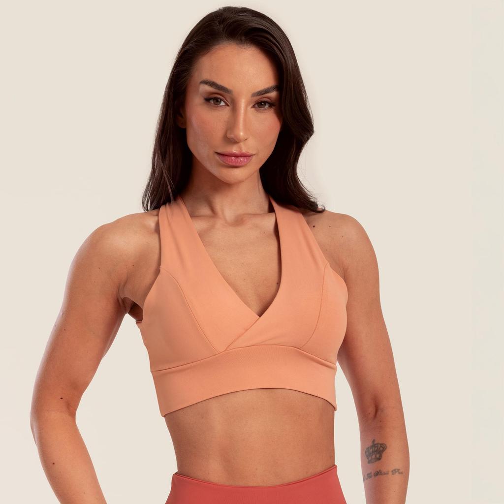 Top Cris Poliamida Salmão Ruggine Com Bojo em Oferta na Shopee