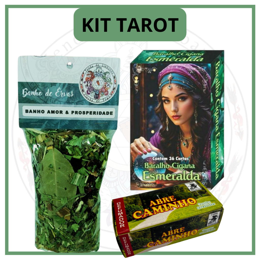 Kit Jogo De Tarot com 1 Baralho Tarot 1 Banho De Ervas 40g 1 Caixa Defumador Tablet