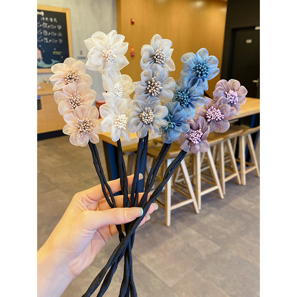 Preguiçoso bola cabeça máquina de cortar cabelo cocar coreano simples All-Match laço de cabelo flor Bud cabeça flor gram