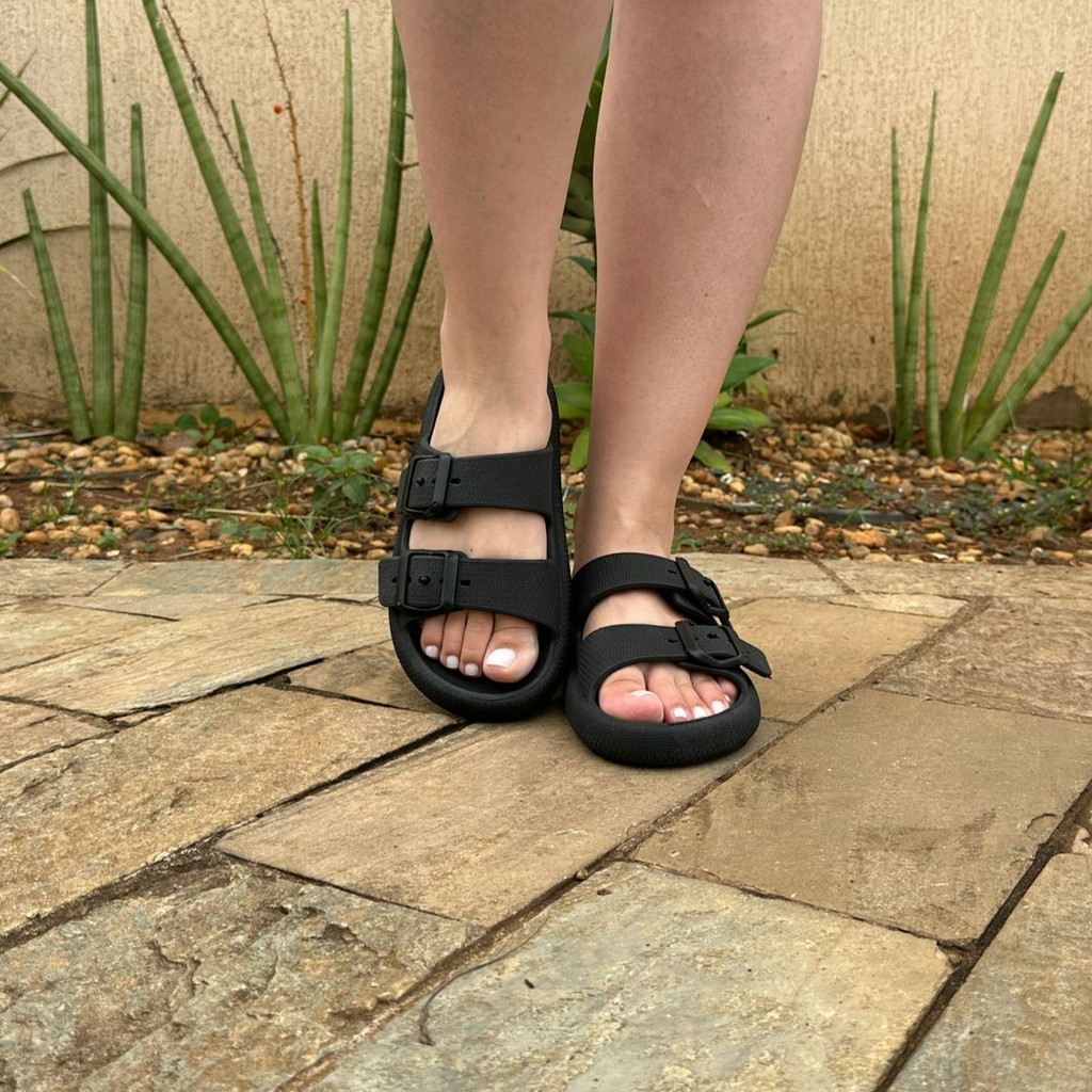 Papete Birken Nuvem Tiras Duplas com Fivela Ajustável Confortável Antiderrapante Tendência Verão