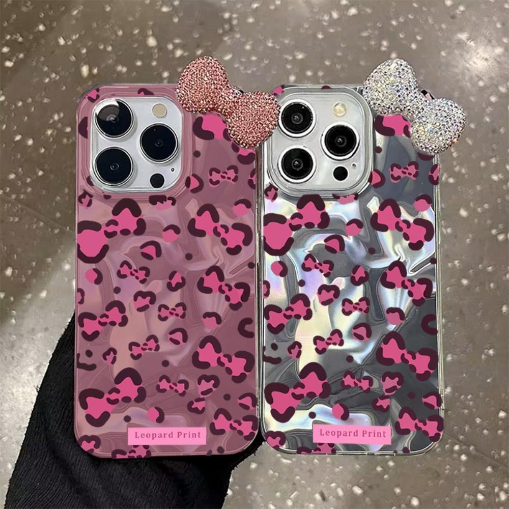 Capa Com Estampa De Leopardo E Laço 3D Joias Para Samsung Galaxy A26 A56 A15 A35 A55 A16 A34 A54 A06 A36 A04 A03 M14 A24