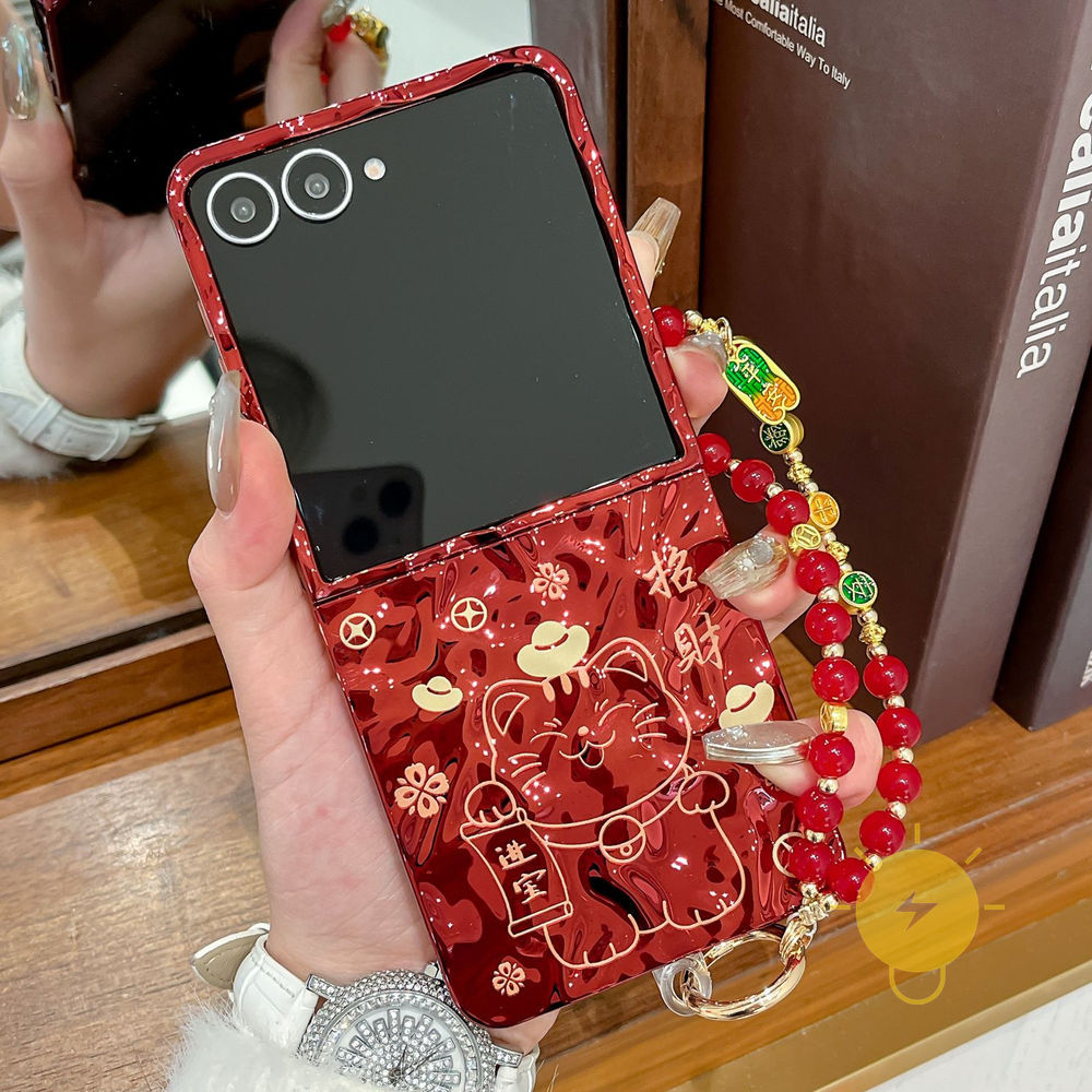 Capa Capinha Case For SAMSUNG Galaxy Z Flip 7 6 5 4 3 Z Flip 7 FE TPU Red Cat Pl