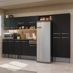 Armário De Cozinha Completa 293cm Rustic-preto Emilly Madesa 011
