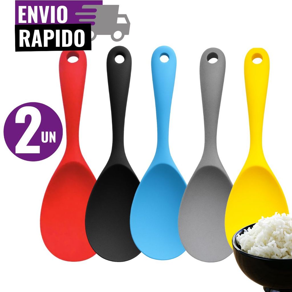 Jogo 2 Colher de Servir 21cm Silicone Antiaderente Resistente Alta Temperatura Utensílio de Cozinha