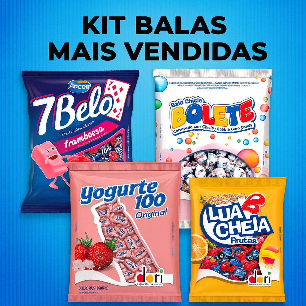 Kit Festa com as Balas Mais Vendidas – Yogurte 100, Bolete, 7Belo, Lua Cheia! Escolha a sua favorita em Oferta na Shopee