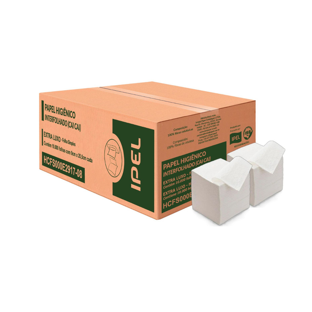 Papel Higiênico Interfolhado Folha Simples Extra Luxo 9x20,5 com 10.000 unidades Ipel em Oferta na Shopee