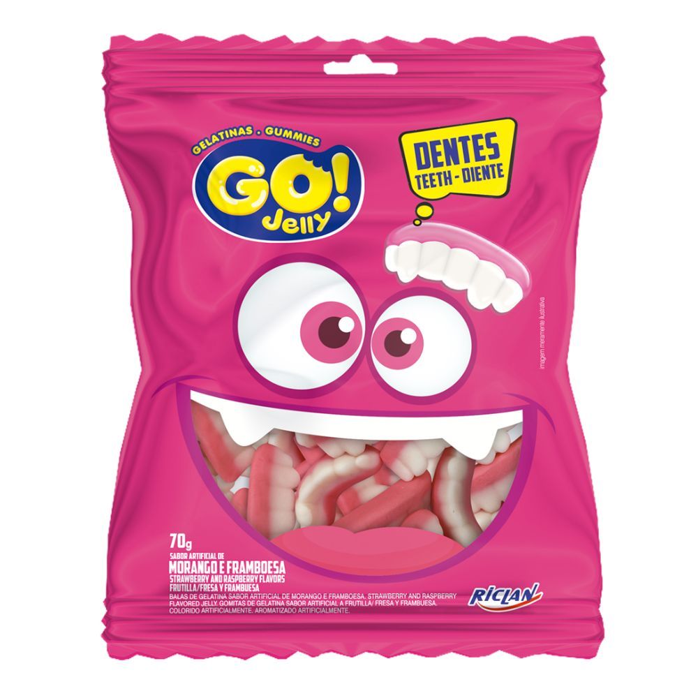 Bala GO! Jelly Dentadura 70g em Oferta na Shopee