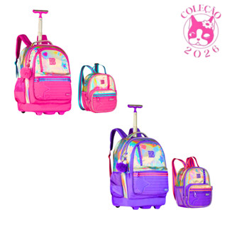 Kit Mochila de Rodinhas com Lancheira 2 em 1 Rebecca Bonbon Holo Shine em Oferta na Shopee