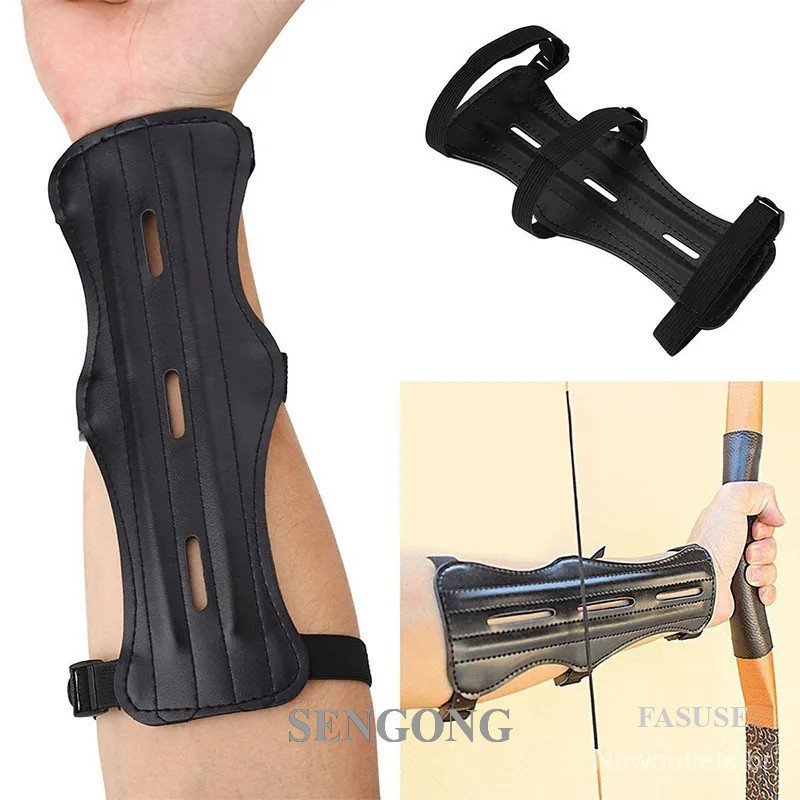 SENGONG Equipamento De Couro Para Tiro Com Arco , Proteção Braço , Antebraço Ajustável , Protetor De Flecha De Caça , Ac