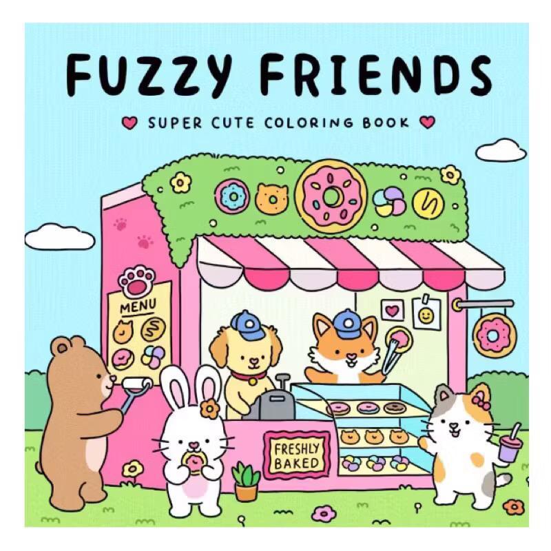 Livro de Colorir Impresso Fuzzy Hygge e Fuzzy Friends | Tamanho A5 | 90g | Pintura | Desenho | Infantil | Hobbie