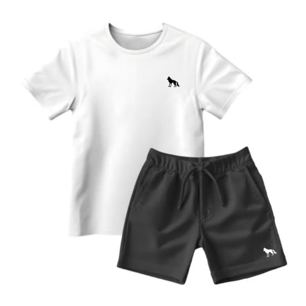 conjunto infantil menino camiseta+short confortavel e moderno