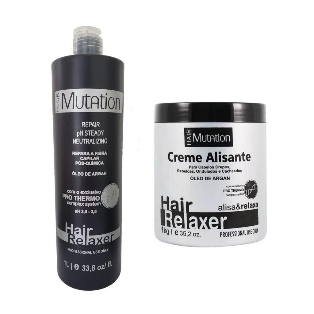 Creme Alisante Com Argan Black 1kg + Shampoo Neutralizante Hair Mutation 1L