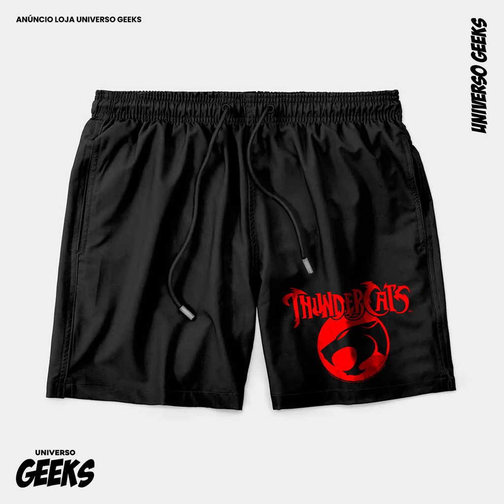 Bermuda Tactel Thundercats Logo Clássico Anos 80 Short Confortável Com Elastano Ideal Lazer Treino Esportes Praia