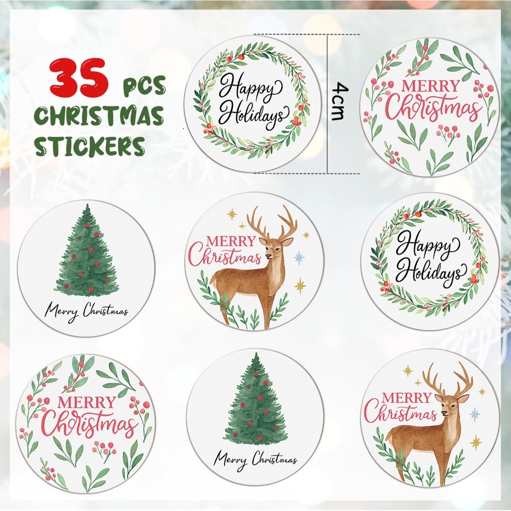 35 pecas adesivo de PVC A prova d agua para decoracao de Natal em estilo retro