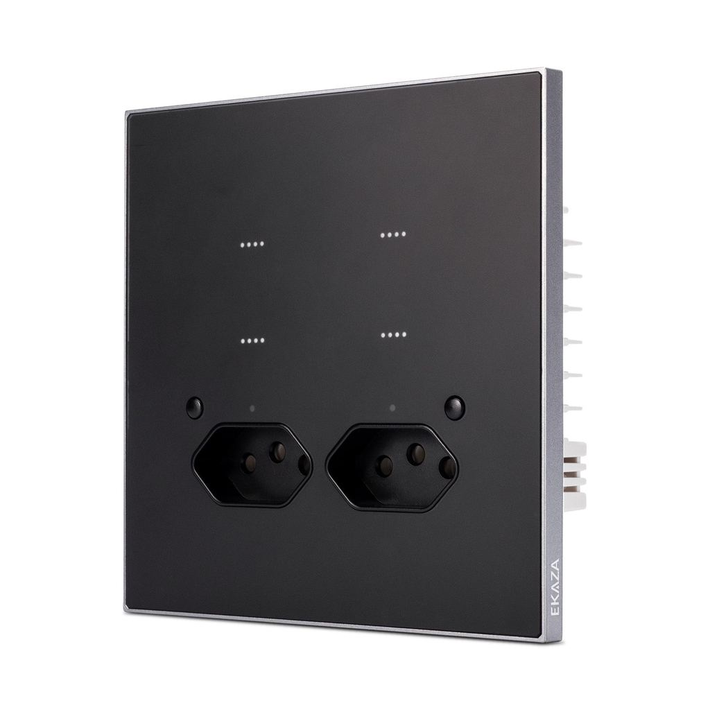 Interruptor Wifi Inteligente Vênus Soft Touth 4 Botões 4x4 C/tomada Preto Alexa Ekaza Ektl-t4075-4p