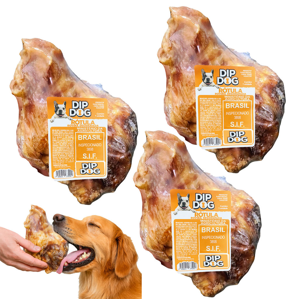 Kit 3 Rotula Bovina Desidratada 100% Natural Osso Cachorro em Oferta na Shopee