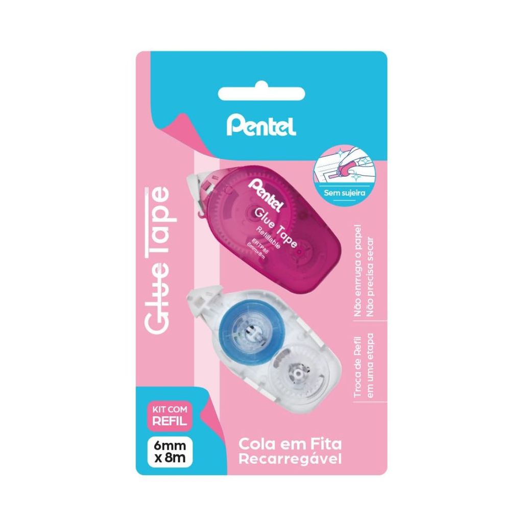 Cola em Fita recarregavel com Refil Pentel