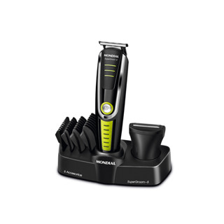 Aparador de Pelos Mondial Super Groom lâminas em aço inox 6W BG-04 Preto/Verde Bivolt em Oferta na Shopee