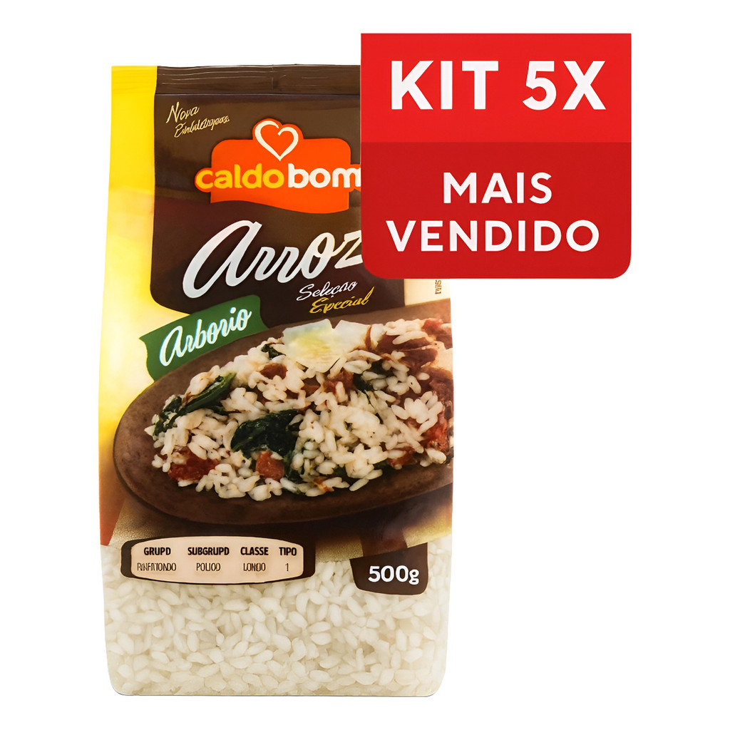 Kit 5x Arroz Arbório Tipo 1 Caldo Bom Seleção Especial