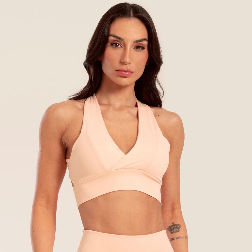 Top Cris Poliamida Nude Natural Blush Com Bojo