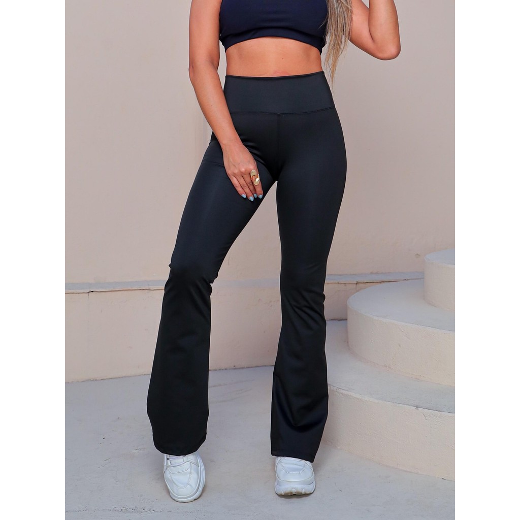 Calça Legging Fitness Flare Feminino Academia Flanelada Cintura Alta Modeladora Zero Transparência em Oferta na Shopee