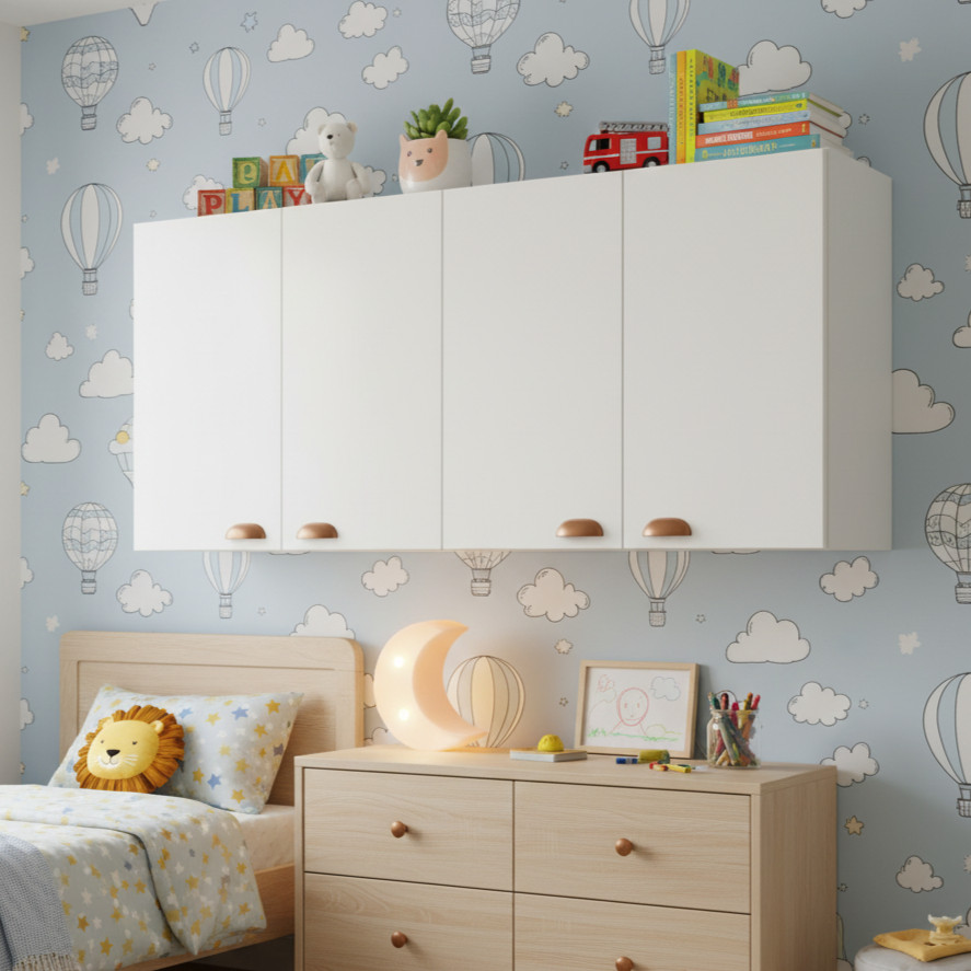 QUEIMA DE ESTOQUE - Armário de Parede Multiuso Estilo Retrô com 4 Portas - para Quarto e Sala