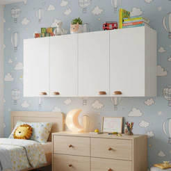 QUEIMA DE ESTOQUE - Armário de Parede Multiuso Estilo Retrô com 4 Portas - para Quarto e Sala