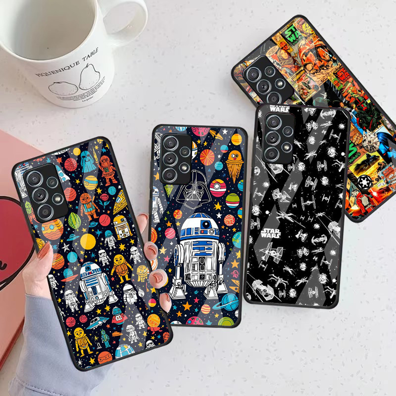 star wars 17 Caso De Telefone Vidro Para Samsung Galaxy A16 A15 A25 A35 A55 A53 A54 A34 A14 A32 A52 4G 5G Capa A56 A54