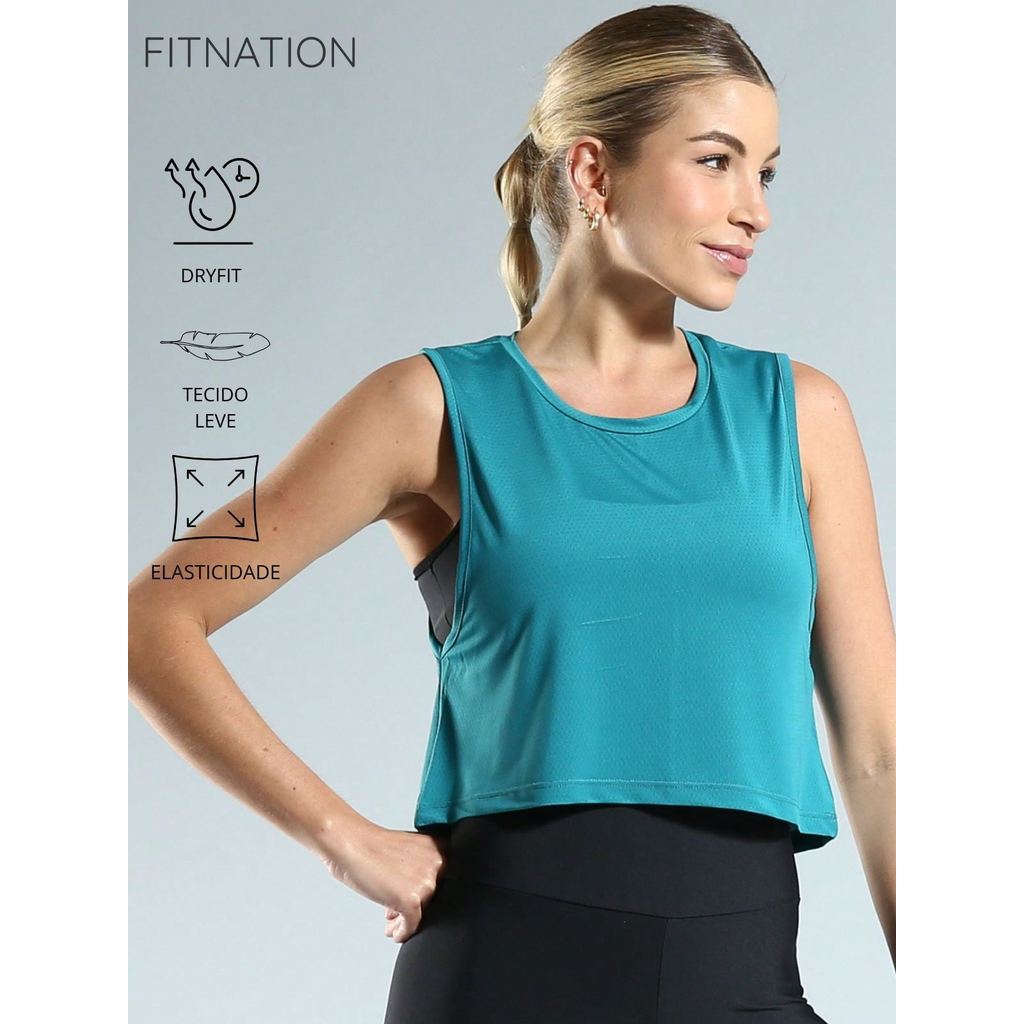 Cropped Regata Feminina Dry Fit | Blusa Fitness Academia | Camiseta Cropped Poliéster Elastano Leve e Confortável