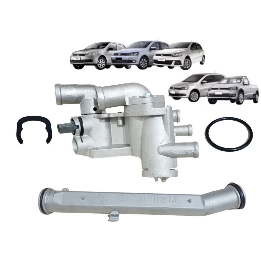 Kit Carcaça + Tubo Água Alumínio Gol Saveiro Voyage G5 G6 G7 Fox Polo Spacefox Golf  Sensor Cinza