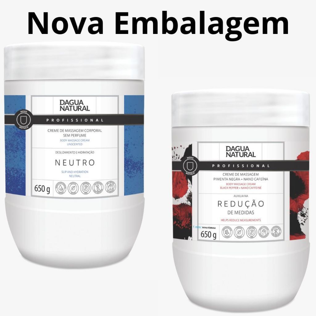 Kit Dagua Natural Com Creme Neutro 650g + Creme Pimenta Negra 650g