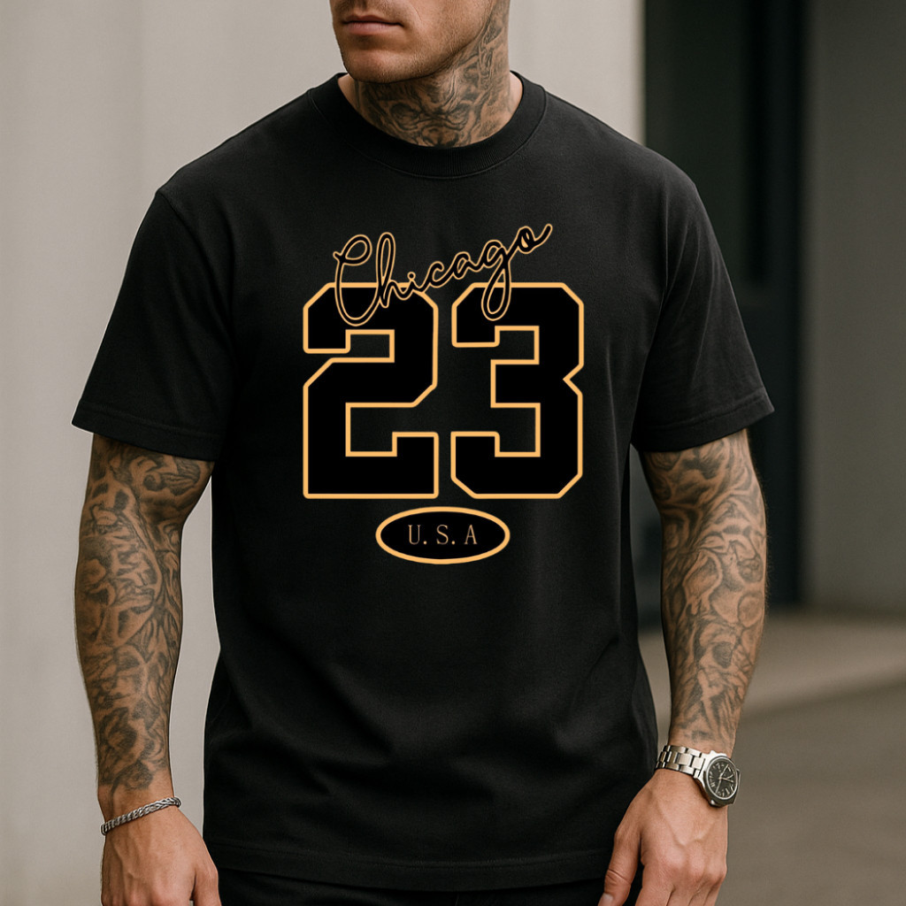 Camiseta Camisa 30.1 Masculina Chicago 23  Streetwear Básica Algodão Manga Curta Gola Redonda Lançamento Promoção Algodã