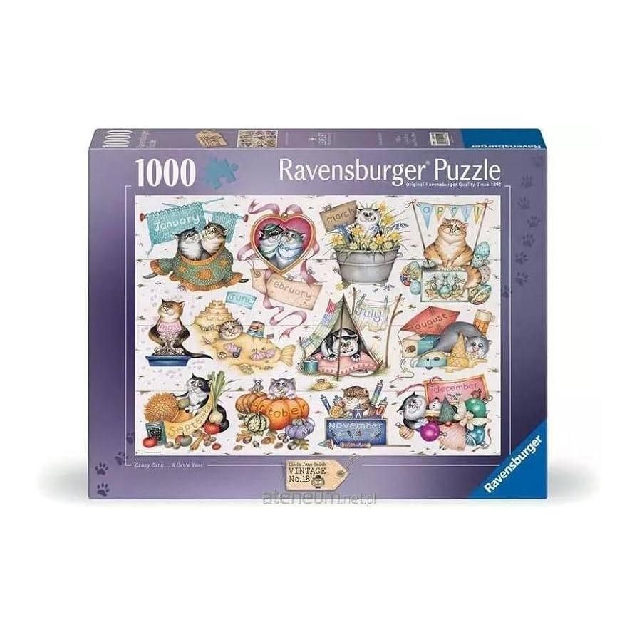 Puzzle 1000 Peças Calendário dos Gatos Ravensburger 12001452 em Oferta na Shopee