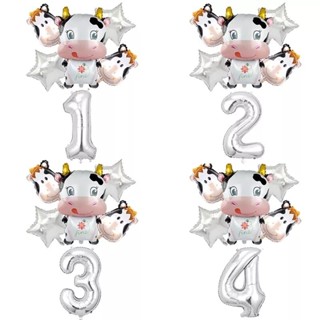 Kit 6 Balão Metalizado Vaca Vaquinha Fazendinha Animal Número Estrela Decoração Festa Enfeite em Oferta na Shopee