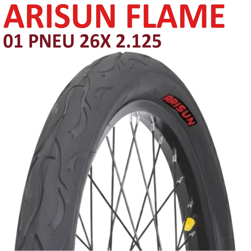 Pneu Aro 26 Bicicleta Balão 26x2.125 Arisun Chaoyang Flame Preto Pneu Bicicleta Balão 26 Pneu Arisun Aro 26 Preto