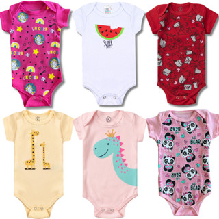 Kit 3 Peças Body Bebê Avulso Menina Menino Verão Manga Curta Sortida Suedine 100% Algodão P ao GG em Oferta na Shopee