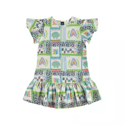 Vestido Infantil em Algodão Bee Loop