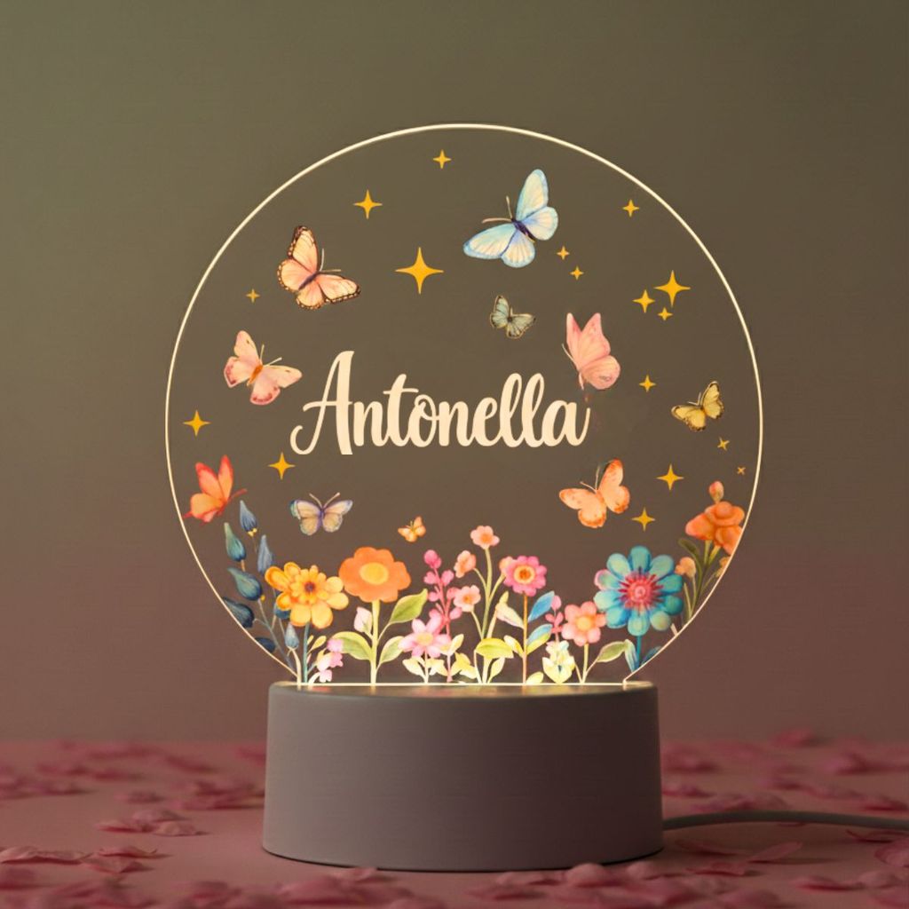 Luminária Personalizada Com Nome A Sua Escolha Para Quarto Menina Jardim Abajur Decoração Infantil