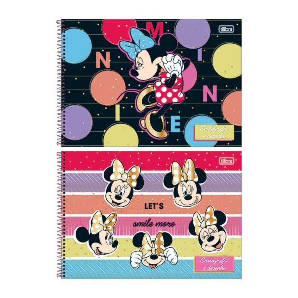 KIT CANETINHA HIDROGRAFICA + LAPIS DE COR CIS + CADERNO CARTOGRAFIA CAPA DURA 80FLS MINNIE TILIBRA