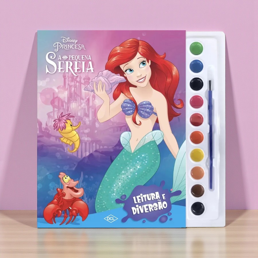 Kit Para Colorir Livro e Aquarela - A Pequena Sereia - 1 unidade - Disney Original - Rizzo