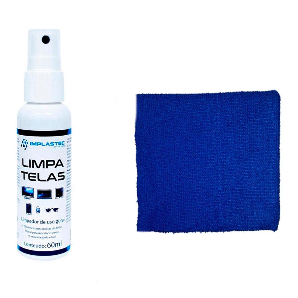 Kit Limpa Telas Clean 60Ml Com Pano Microfibra Cor:Azul Escuro