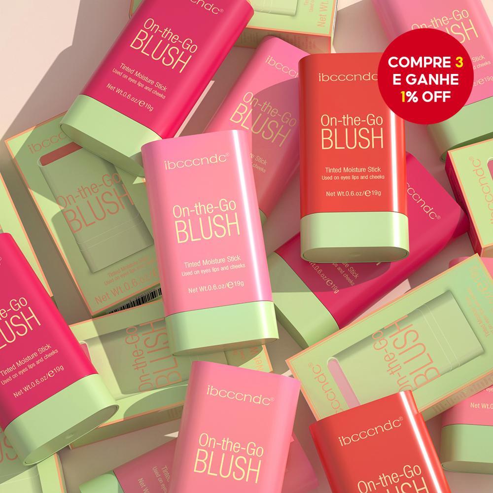 Stick de blush multi-funções-Cor natural de longa duração para maquiagem feminina