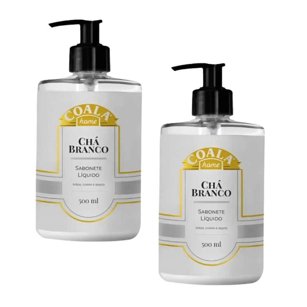 Kit 2 Sabonete Líquido Chá Branco 500 ml Hidratação Suave Limpa Delicadamente Fórmula Aroma Elegante