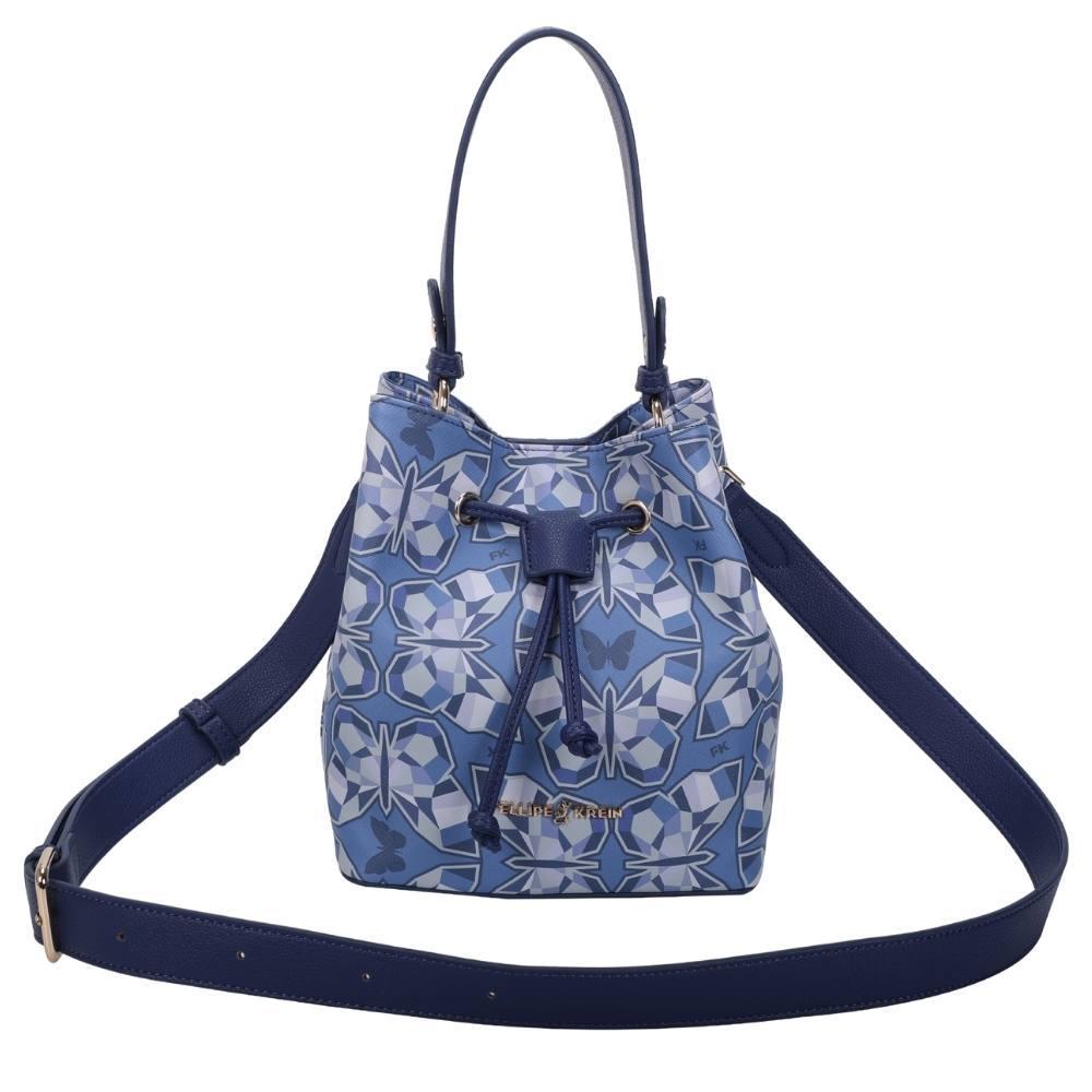 Bolsa Bucket Média Fellipe Krein Ss23 Butterfly Fk613 - Azul em Oferta na Shopee