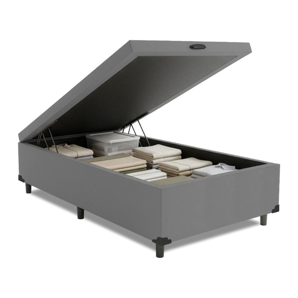 Cama Box com Baú 0,79m com 41cm de Altura Prince Cinza em Oferta na Shopee