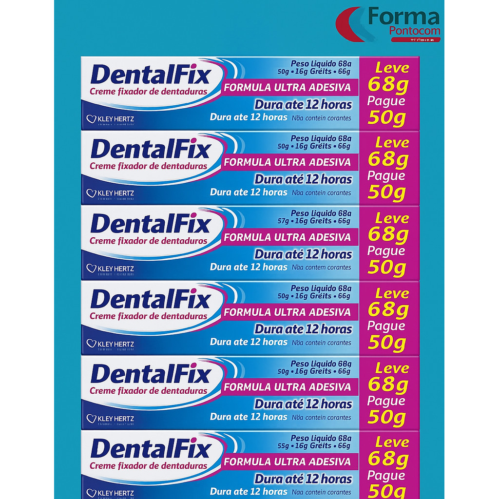 Kit Dentalfix Sem Sabor 6un Com 68g Cada Kley Hertz - 6x68gr