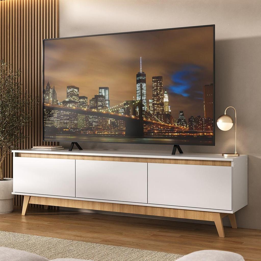 Rack para TV até 75 Polegadas 180cm 3 Portas Retrô Multimóveis MP1102 em Oferta na Shopee